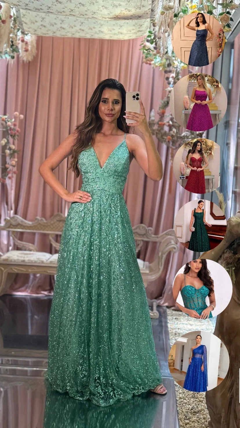Vestido longo verde esmeralda acetinado