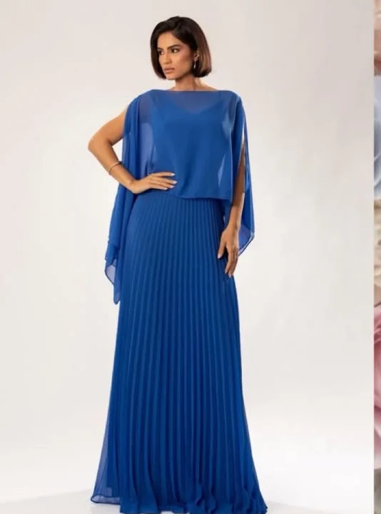 Vestido longo azul royal ombro único